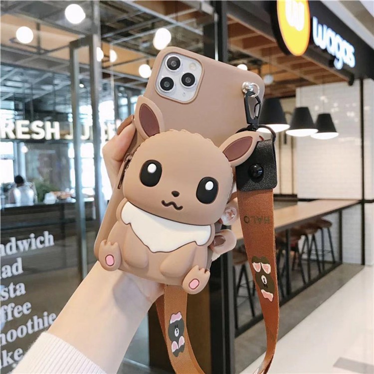 Iphone 11 12 Mini Pro Max 6 6s 7 8 Plus X Xr Xs Max Se Se2 Cartoon Pokemon Eevee Zipper Wallet Lanyard Phone Case Shopee Singapore