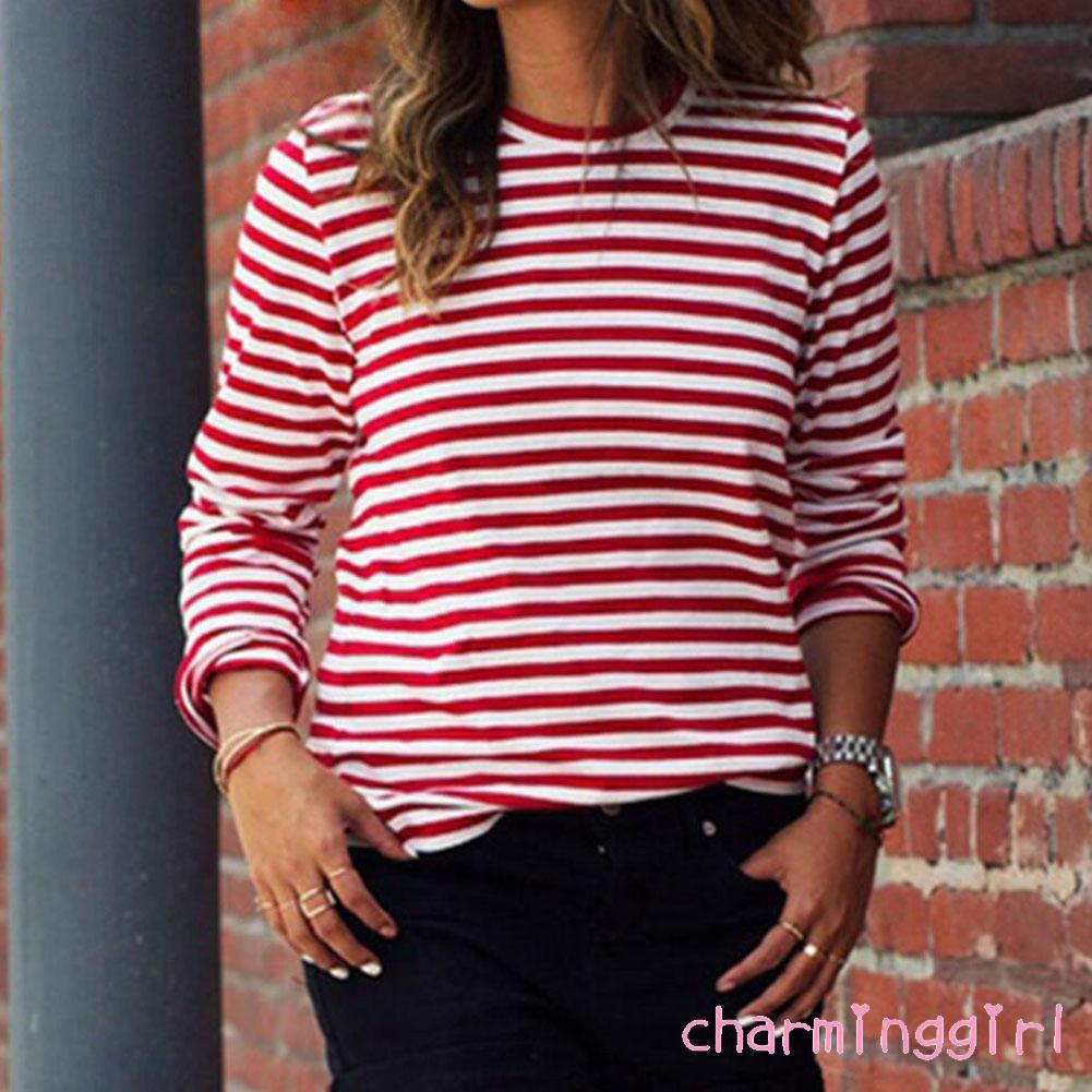 red white striped t shirt ladies