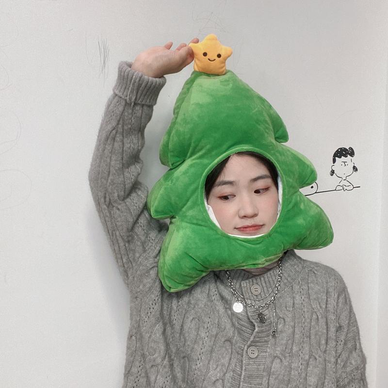 Christmas stickers ♨◑☽Japanese and Korean girl heart ins cute funny  Christmas dress up Christmas tree headgear hat photo | Shopee Singapore