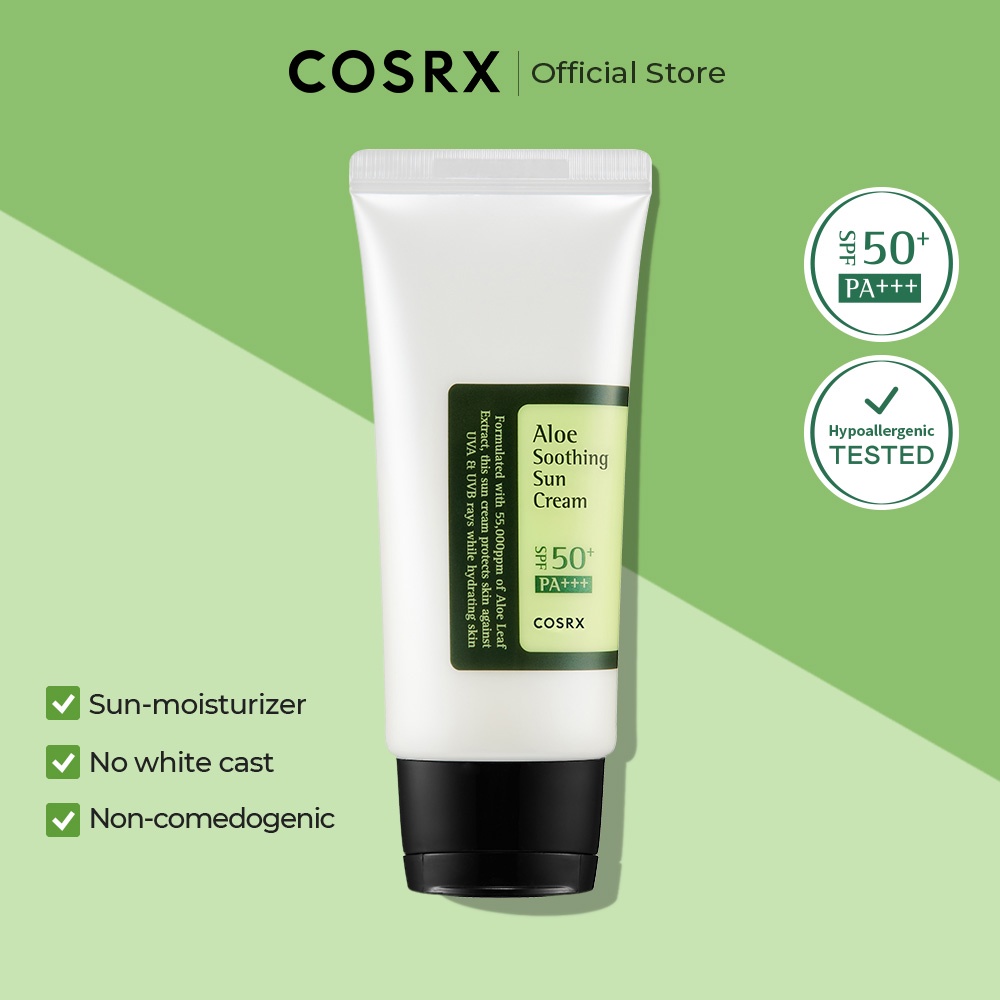 COSRX Aloe Soothing Sunscreen SPF 50 PA+++, 50ml UVA, UVB Rays Protection Shopee Singapore