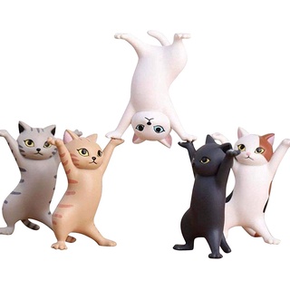 Dancing Cats Pen Holders Cat Figurine Ornament Weightlifting Cat Pen Holder Mini Cat Figures Toys Playset Gift