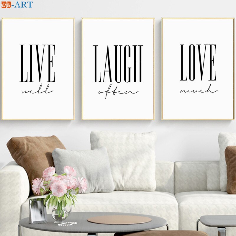 Live Love Laugh Canvas Painting Contemporary Sign Prints Quote Poster ...