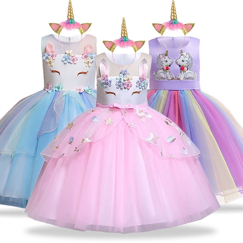 Unicorn Party Dress Kids Dresses For Girls Costume Children Girls ...