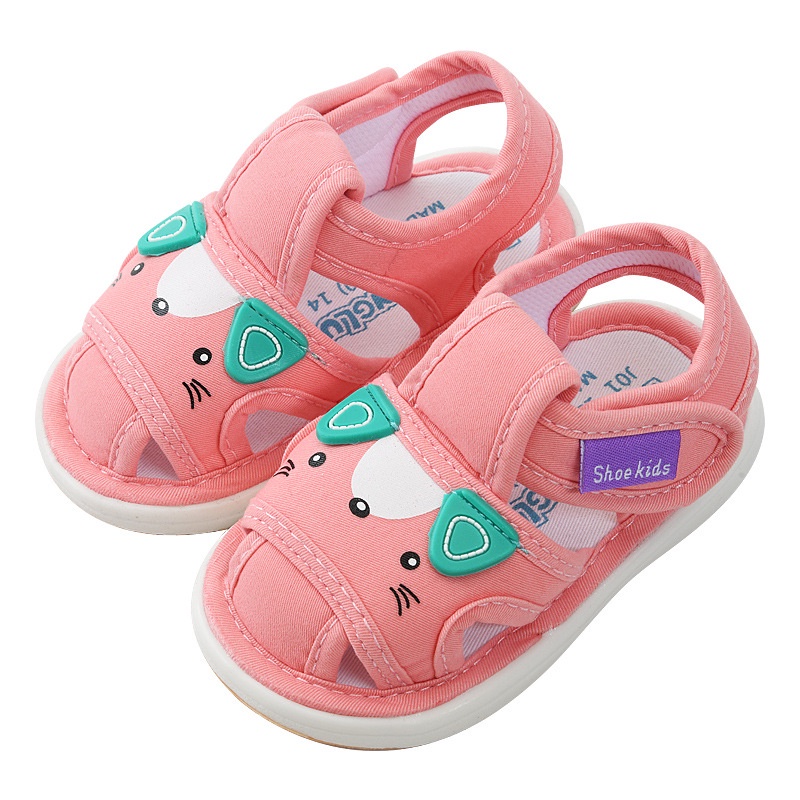 Newborn Baby Pre-walker Shoe Kids Girls Cute Cat Soft Cloth Sandals with Sounds 0-3Yrs Boy Casual Sandals Squeaking Shoes