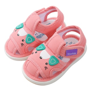Newborn Baby Pre-walker Shoe Kids Girls Cute Cat Soft Cloth Sandals with Sounds 0-3Yrs Boy Casual Sandals Squeaking Shoes #1