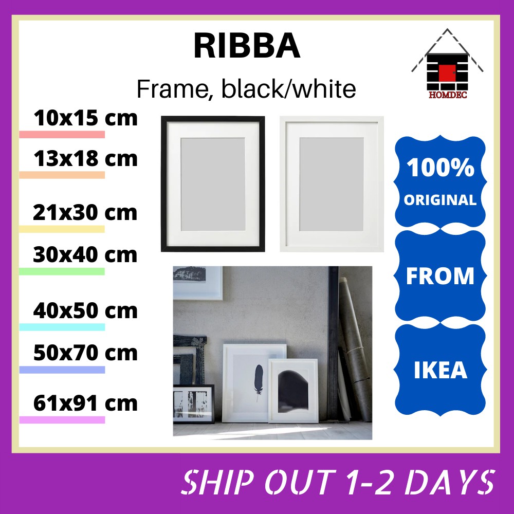 Ikea Ribba Frame 10x15 Cm 13x18 Cm 21x30 Cm 30x40 Cm 40x50 Cm 50x70 Cm 61x91 Cm Black White Shopee Singapore