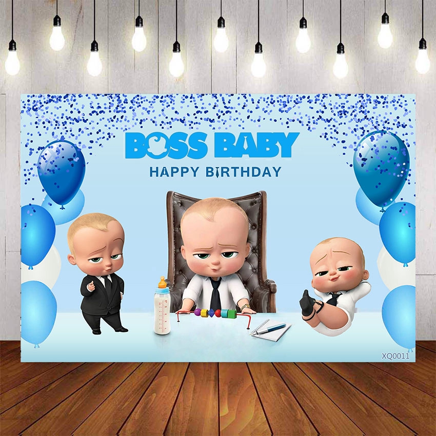 Boss Baby Shower Backdrop Vinyl Blue Balloons Backgrounds For Custom ...