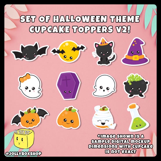 [SG Seller] Set of Halloween Theme Cupcake Toppers v2 For Halloween