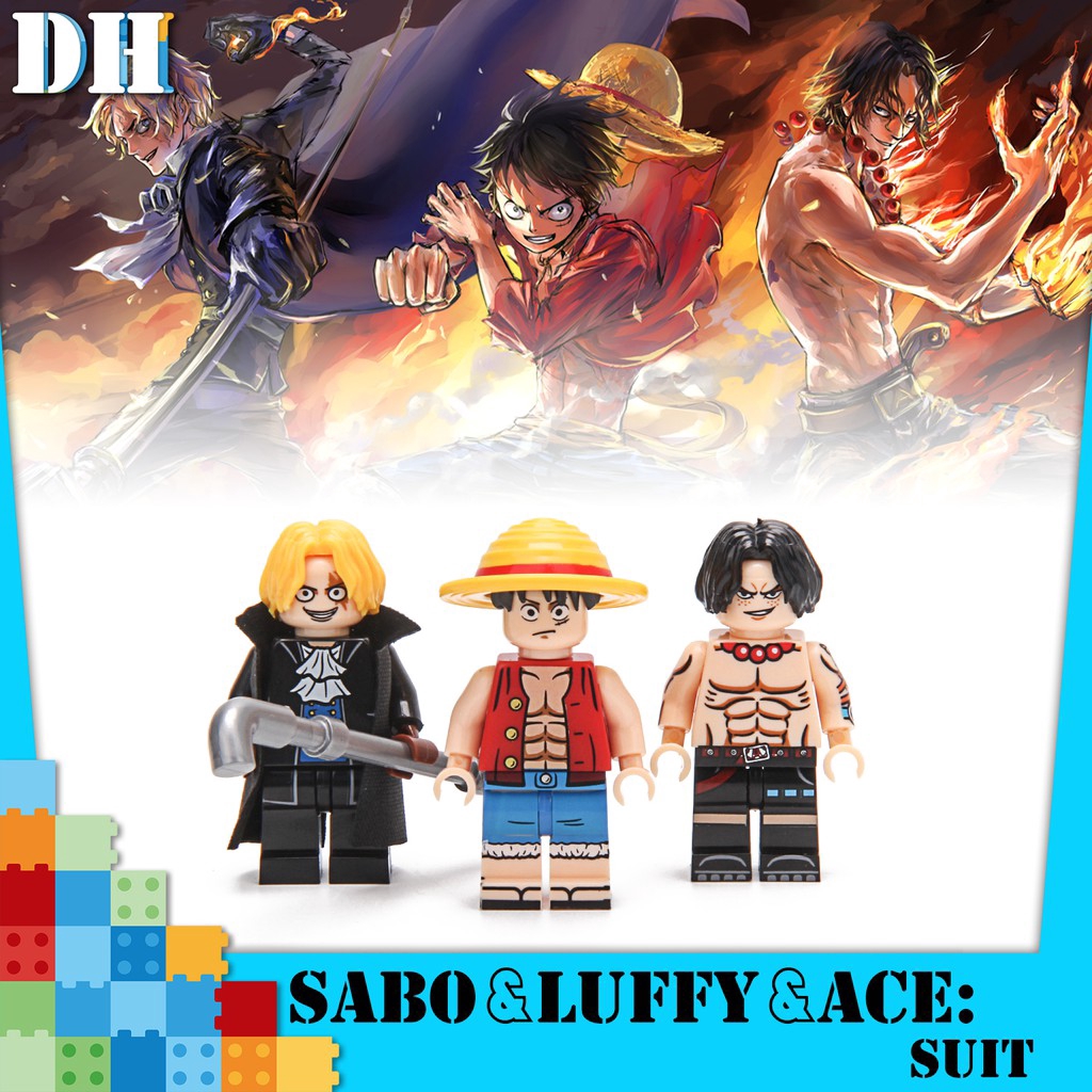 Monkey D Luffy Ace Sabo One Piece Minifigures Lego Compatible Building Blocks Shopee Singapore