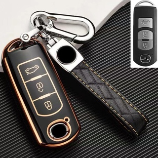 Glossy ABS Car Remote Fob Key Case Shell Cover Keychain for Mazda3 MAZDA cx30 2019-2020 2021 Key Holder Shell Case 