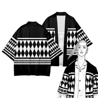 Image of 𝐅𝐚𝐬𝐭 𝐬𝐡𝐢𝐩𝐩𝐢𝐧𝐠 Anime Tokyo Revengers Cosplay Costume Jacket T-shirt Manjiro Sano Ken Ryuguji Draken Mikey Kimono Haori Collar Cardigan Outwear for kids and adult Mikey cosplay