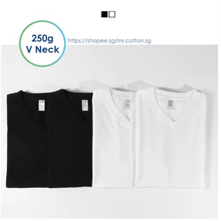 Image of thu nhỏ 250g V NECK Japan Quality Heavy Weight Pure Cotton Tee T-shirt Short Sleeve Unisex Plus Size White Black #1