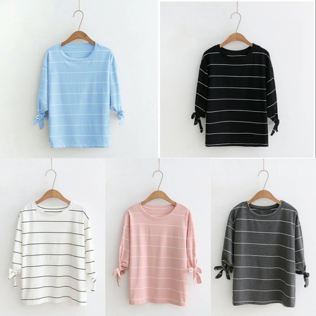 Multicolor Spandex Stripe Tops For Women Shopee Singapore