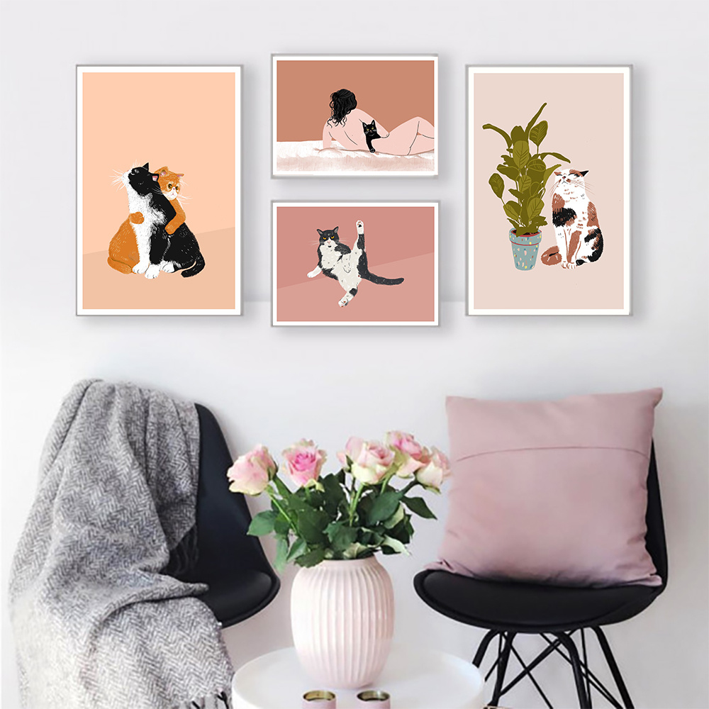 Cat Gifts Wall Art Canvas Painting Funny Cats Posters And Prints Vintage  Wall Art Pictures For Living Room Home Decor | Shopee Singapore