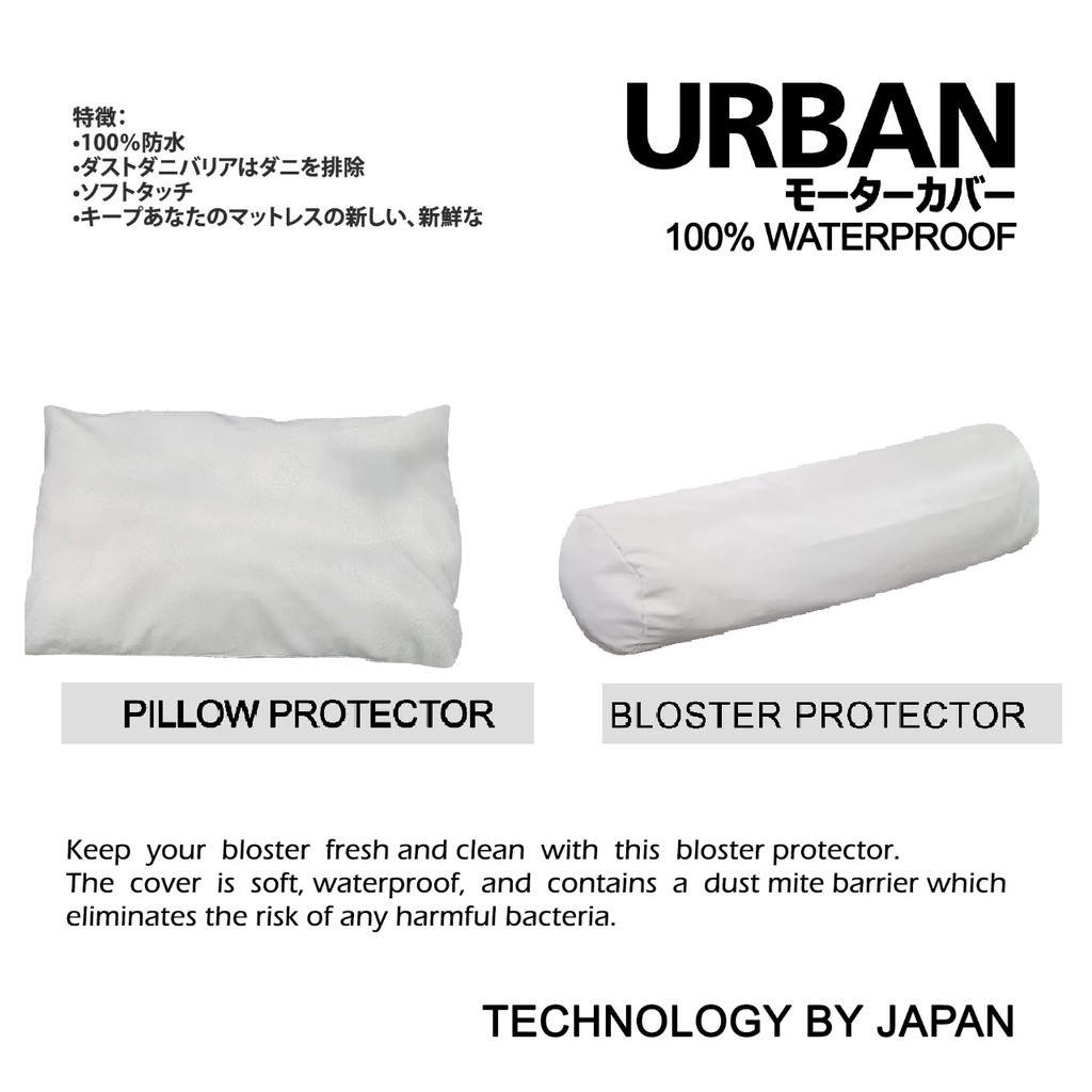 Urban Pillowcases Bolster Waterproof Pillow Protector Bolster Protector