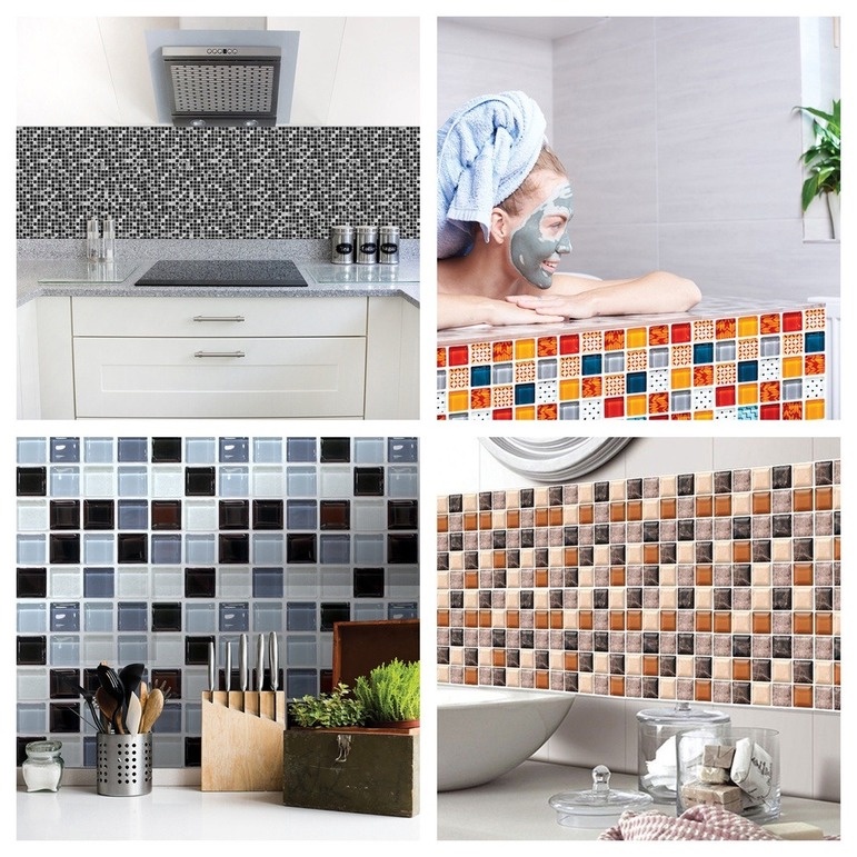 2022 3D Mosaic Waterproof Bathroom Kitchen Wall Sticker PVC Wallpaper