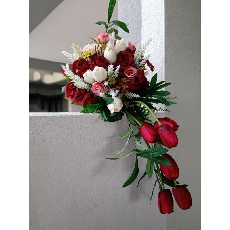 Shop Malaysia Bunga Tangan Pengantin Bridal Hand Bouquet Wedding Hand Bouquet Artificial Flower Artificial Flower Bouquet Cascading Shopee Singapore