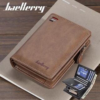 Baellerry Men PU Leather Wallet Short Vertical Multi-card Position Coin Card Purse