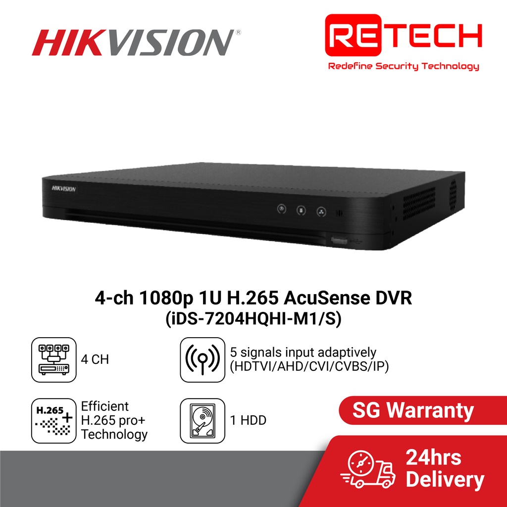 [Retech] HIKVISION 4CH DVR TURBO ACUSENSE DVR CCTV Recorder iDS