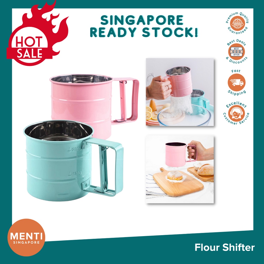 [SG Ready Stock] Menti Flour Sifter in Pink, Green, and Blue Colour ...