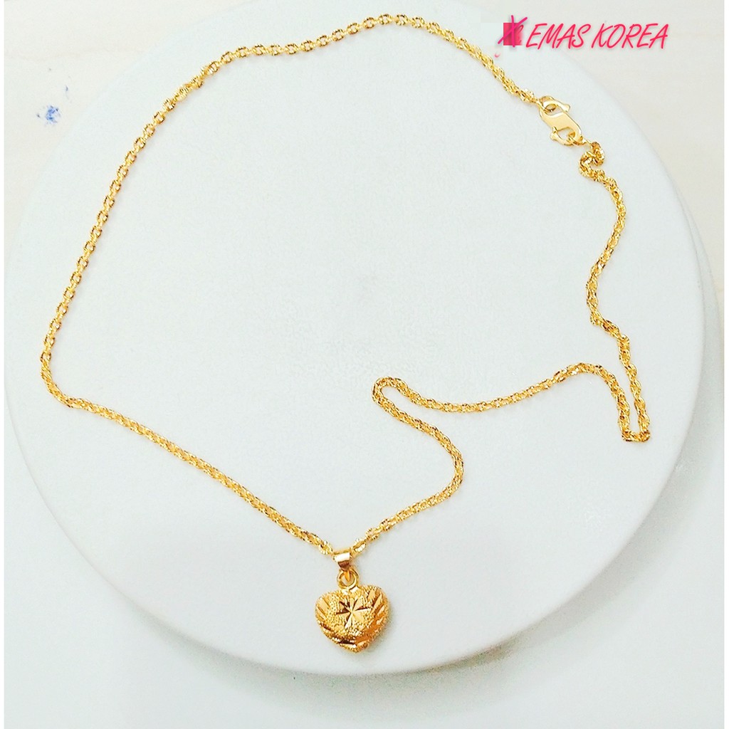 Set Rantai Leher Polo Pendant Love Emas Korea Jewellery Necklace Golden Plated Shopee Singapore