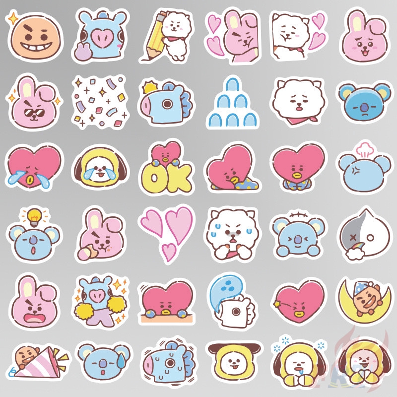 bts bt21 q 1 stickers 40pcs set kpop diy decals stickers for album diary laptop cup phone scrapbooks skateboard shopee singapore