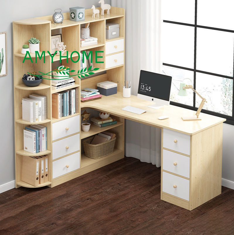 Household Computer Desk Corner, Corner Desk With Bookcase And File Cabinet