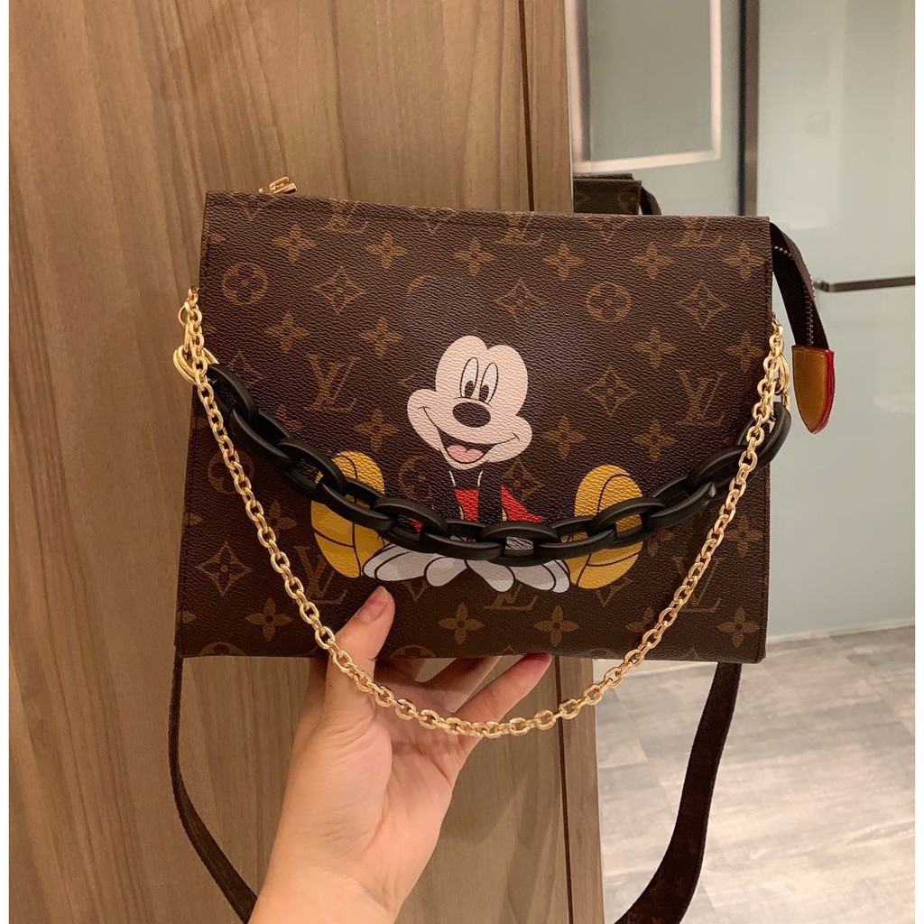 Louis Vuitton Louis Vuitton LV wash bag LV handbag Mickey graffiti with long shoulder strap real ...