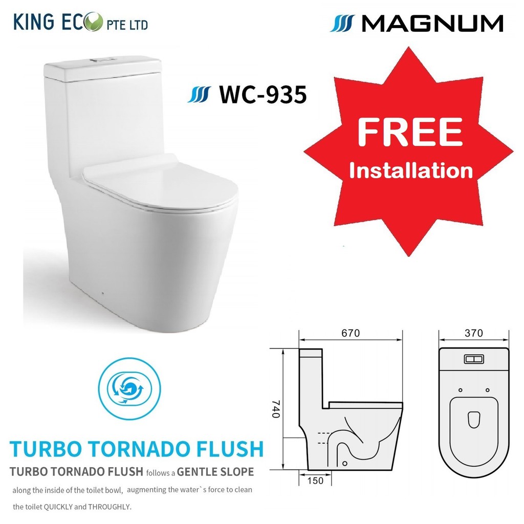 Magnum 935 Turbo Tornado Flushing 1 Piece Toilet Bowl Geberit Flushing System Free Installation Shopee Singapore