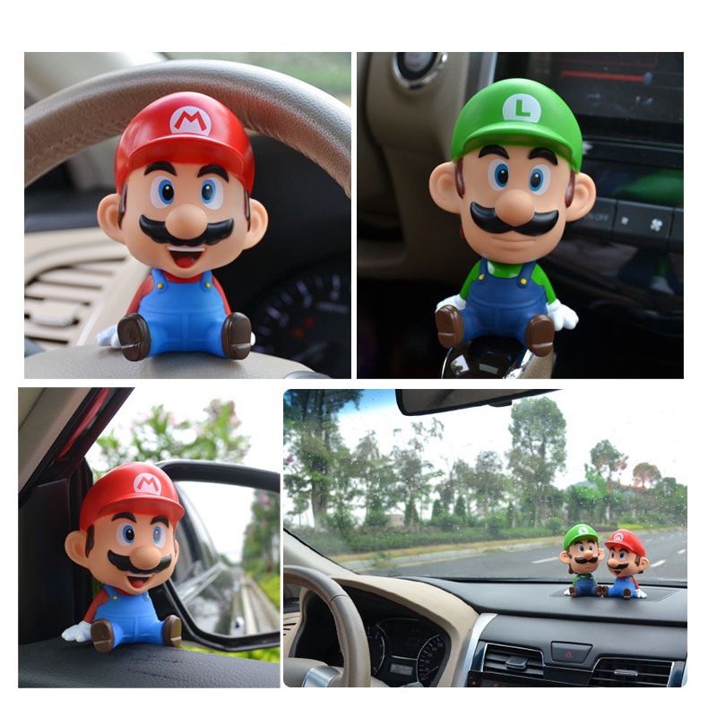 Super Mario Orolet Shaking Head Doll Car Ornaments Mario Brothers Car Accessories Shopee Singapore