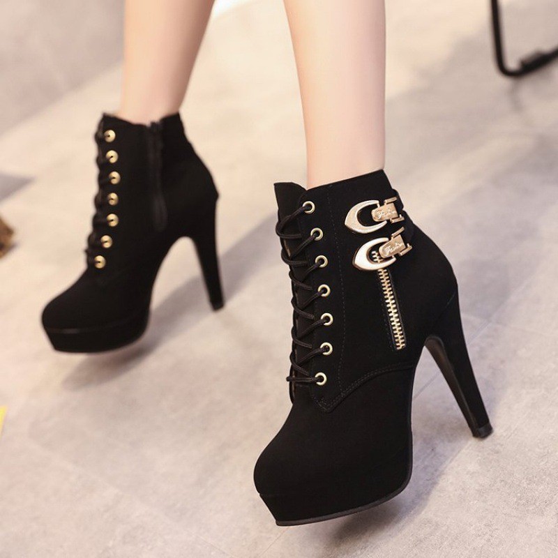 high heel ankle boots leather