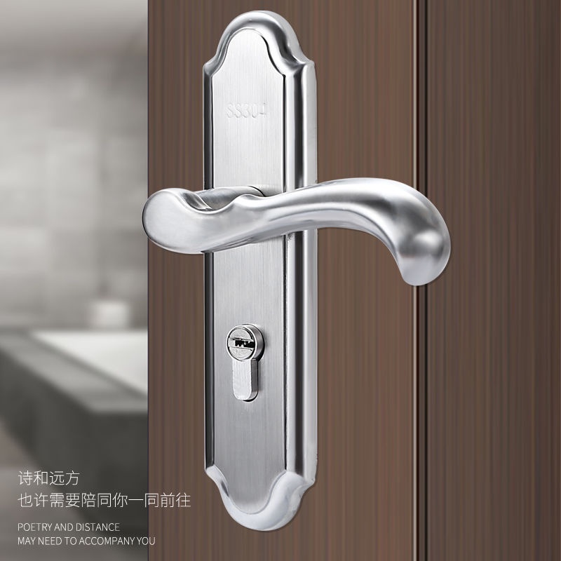 304 Stainless Steel Door Lock Universal Handle Indoor Steel Wood Set Bedroom Handle Lock Shopee Singapore
