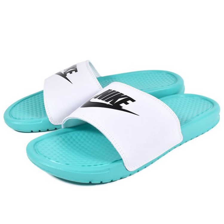 mint green nike slides