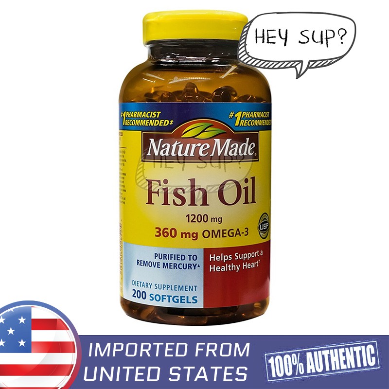 Nature Made Fish Oil 1200 mg (with 360 mg Omega3), 200 Softgels