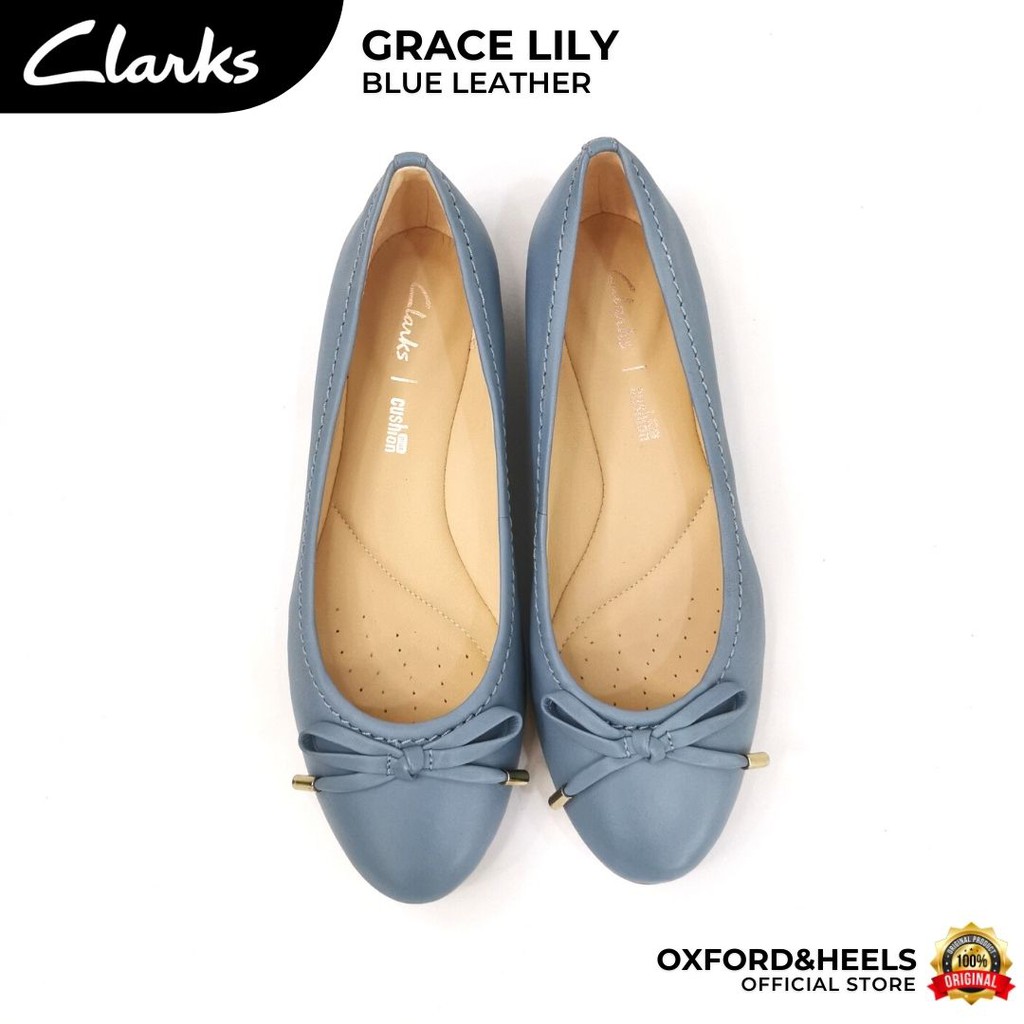 Shop Malaysia Clarks Grace Lily Blue Leather Soft Women Flats Comfort Shoes Kasut Perempuan Ringan Selesa Lembut Original Shopee Singapore