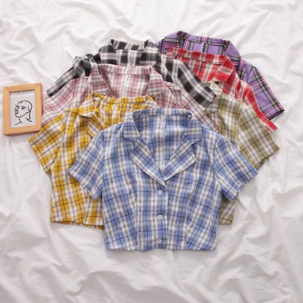 Tumblr Basic Ulzzang Brandy Melville Inspired Checkered Plaid Crop Top Shopee Singapore