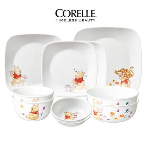 [CORELLE] Winnie The Pooh Tableware 10p Set for 2 People (Square Plate