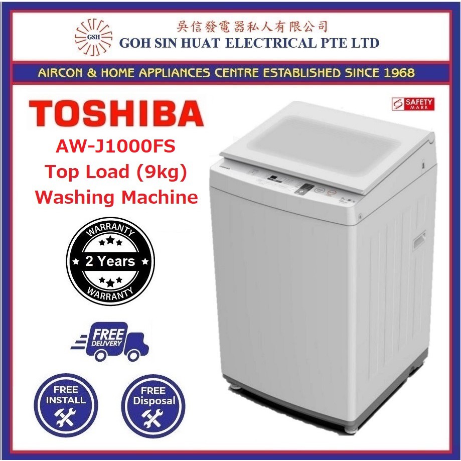 Toshiba Aw J1000fs Non Inverter Top Load Washing Machine 9kg Free Disposal Shopee Singapore