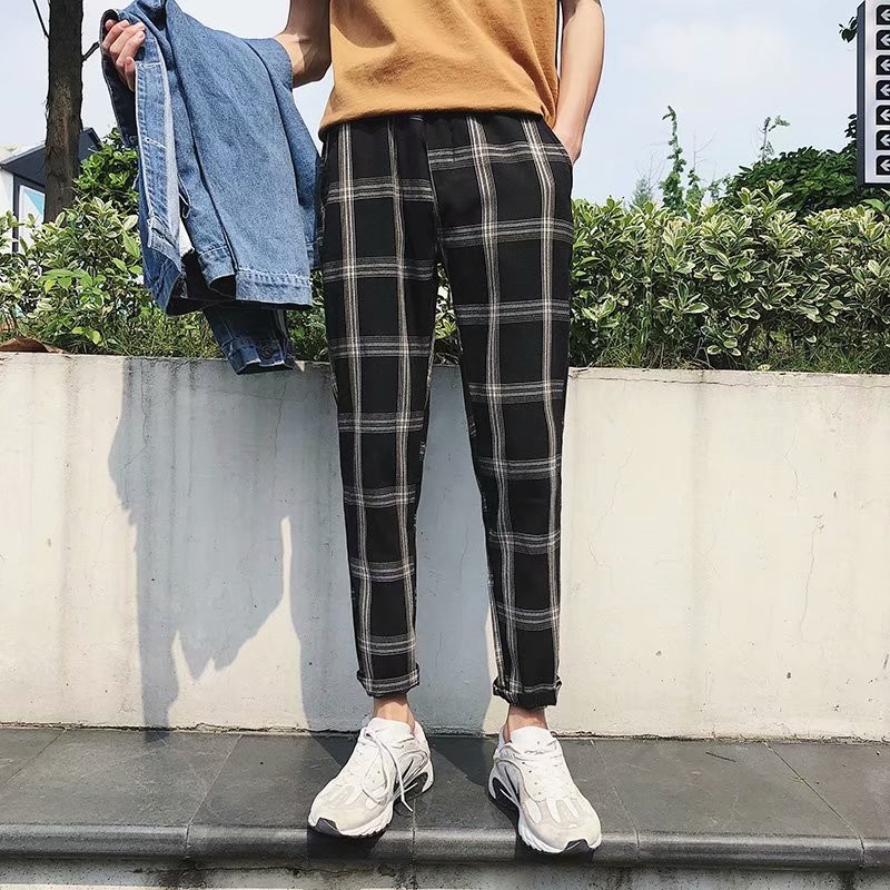 men's plaid cropped pants