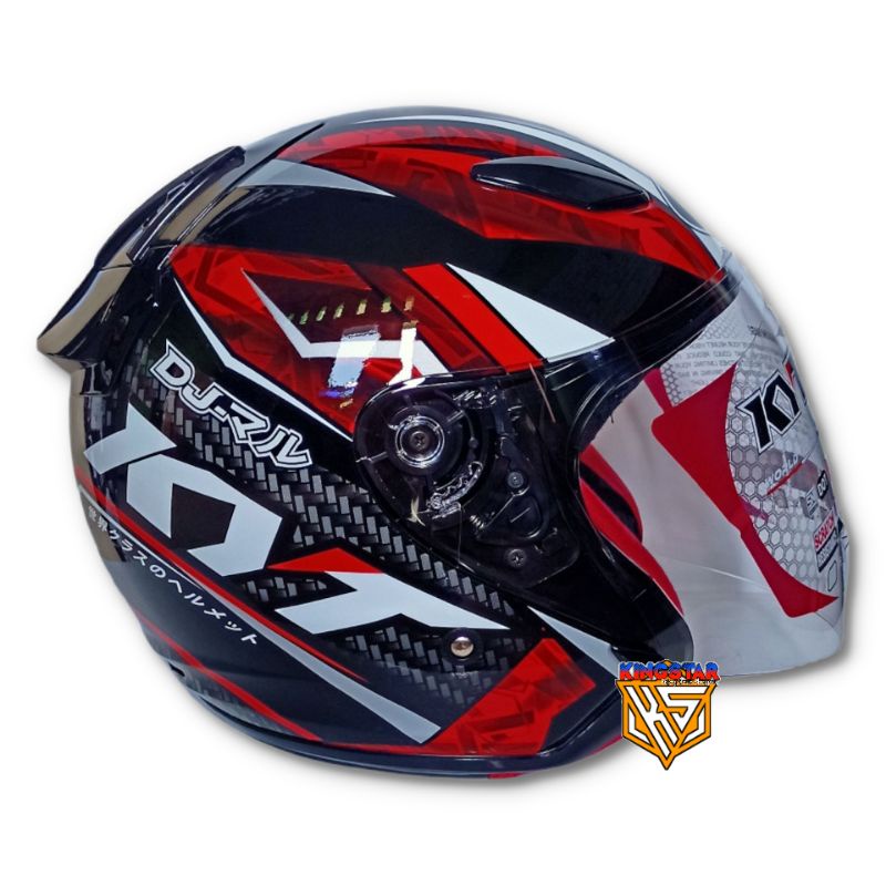Helmet KYT DJ MARU 15 Black / RED GLOSSY Single VISOR Shopee Singapore