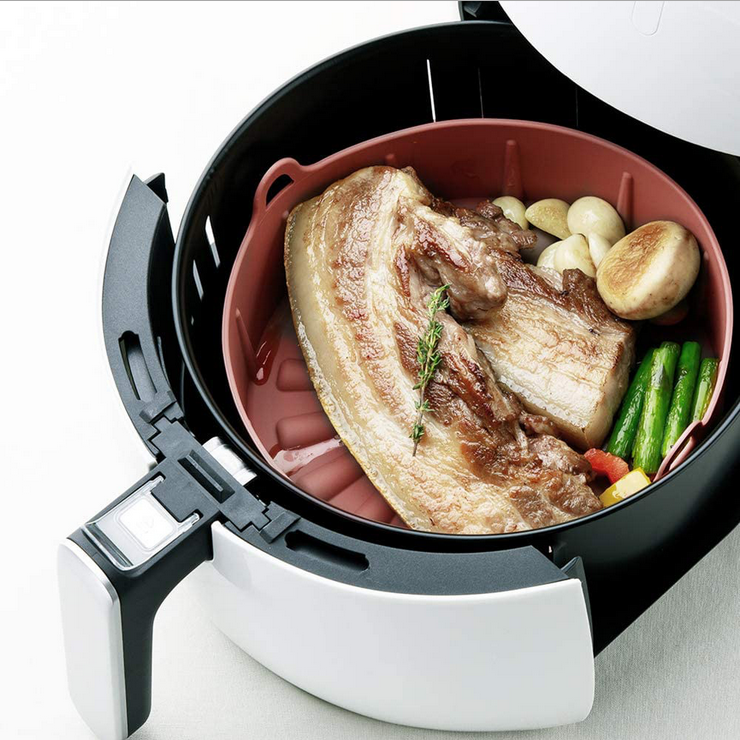 🙌Air Fryer Silicone Pot FDA Food Grade Microwave Reuseable Easy Clean