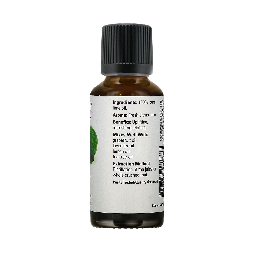 NOW Essential Oils, Lime Oil, Citrus Aromatherapy Scent, Cold Pressed, 100% Pure, Vegan, Child Resistant (30 ml)