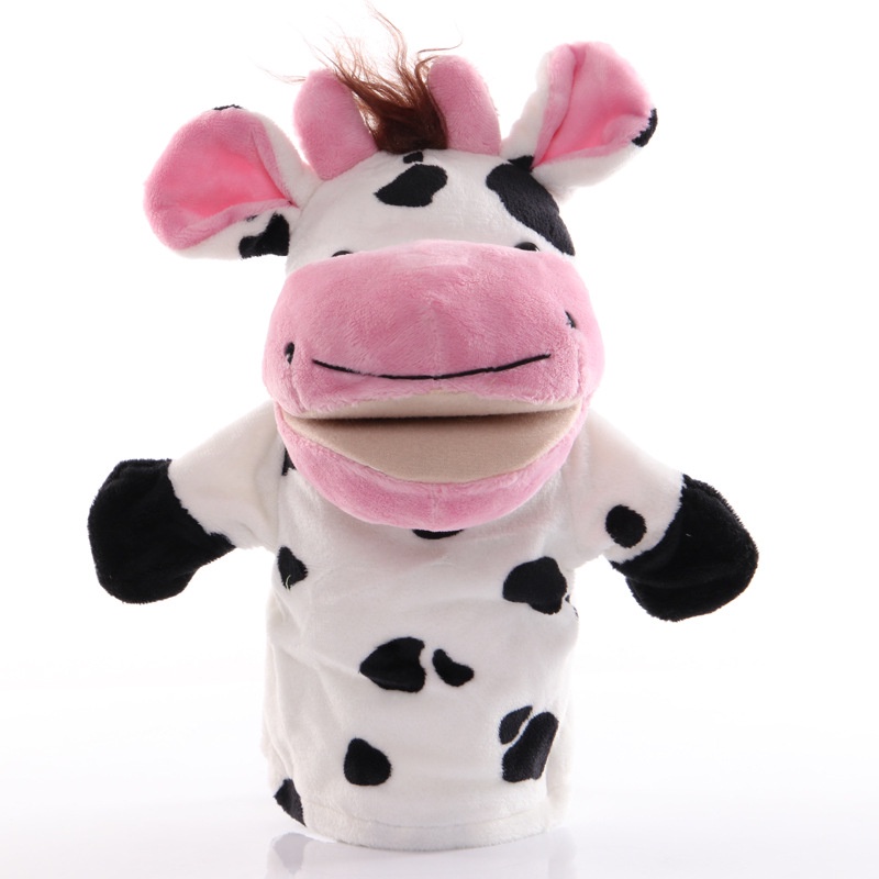 Cow Hand Puppet Plush Dolls Kindergarten Bedtime Story Telling Educational Toys 