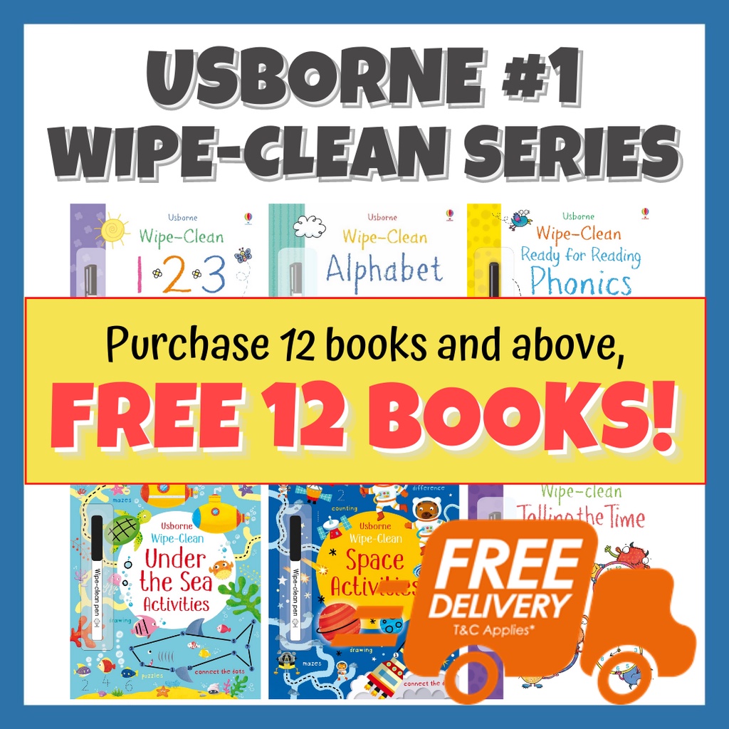 [SG STOCKS] Usborne Wipe-Clean Books #1 Early Childhood Educational Books (ALL TITLES) Children Christmas Gift