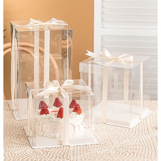 🇸🇬 (6 - 18 inch) Transparent cake box round wedding cake boxes tall high barbie cake box 6 inch 8 inch cake box