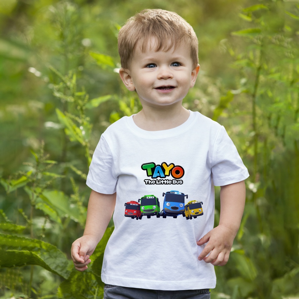 In Stock Tayo The Little Bus Cartoon Children Cute Tops Boys Men Summer Wear  Tayo Bus Short Sleeve T Shirt Baby Clothing | Shopee Singapore