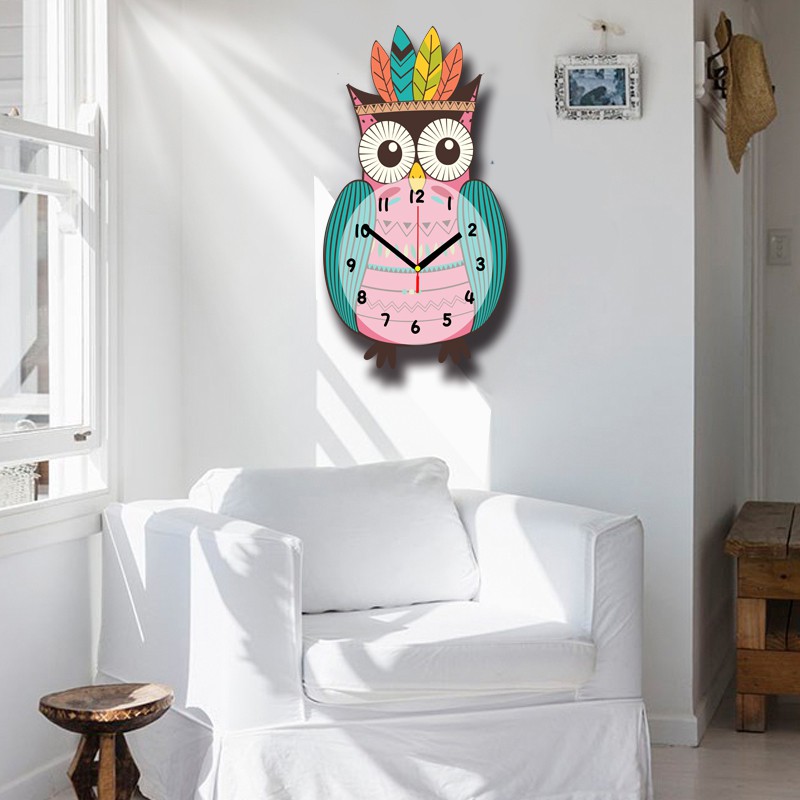 Mks Nordic Wind Ins Cute Indian Owl Wall Decorative Clock Mute Ee Singapore - Owl Shaped Wall Clocks