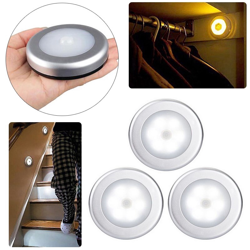 Wireless PIR Motion Auto Sensor LED Night Lights Hallway Closet Stair ...