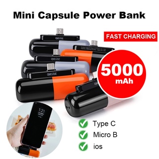 Mini PowerBank For Andriod and IOS Capsule Power Bank 5000mAh Emergency Phone Charger