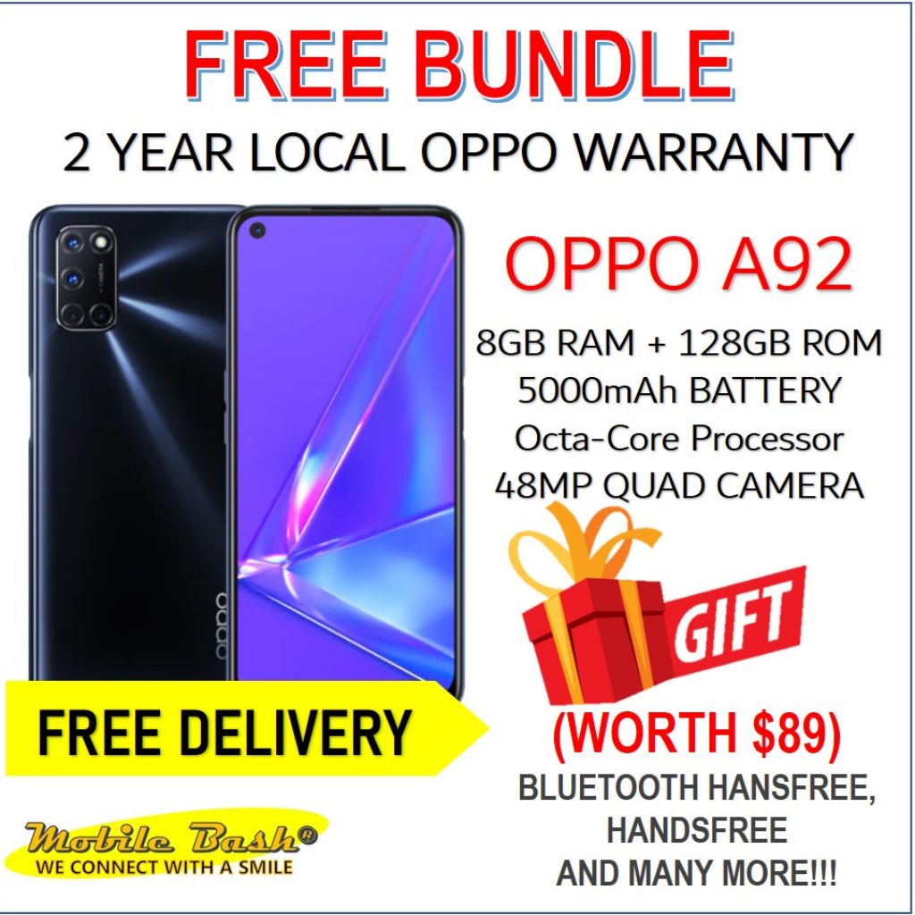 Oppo A92 2020 8gb 128gb Rom 2 Years Singapore Warranty Free Gifts Singapore